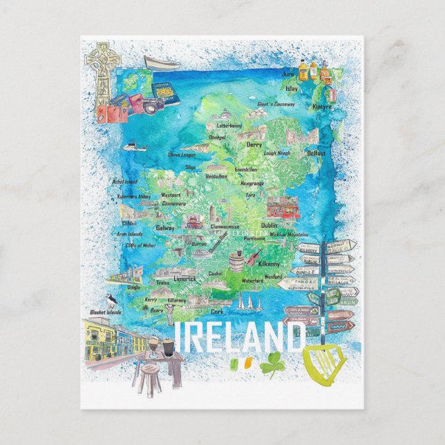 Carte de voyage illustrée Irlande (Devant)