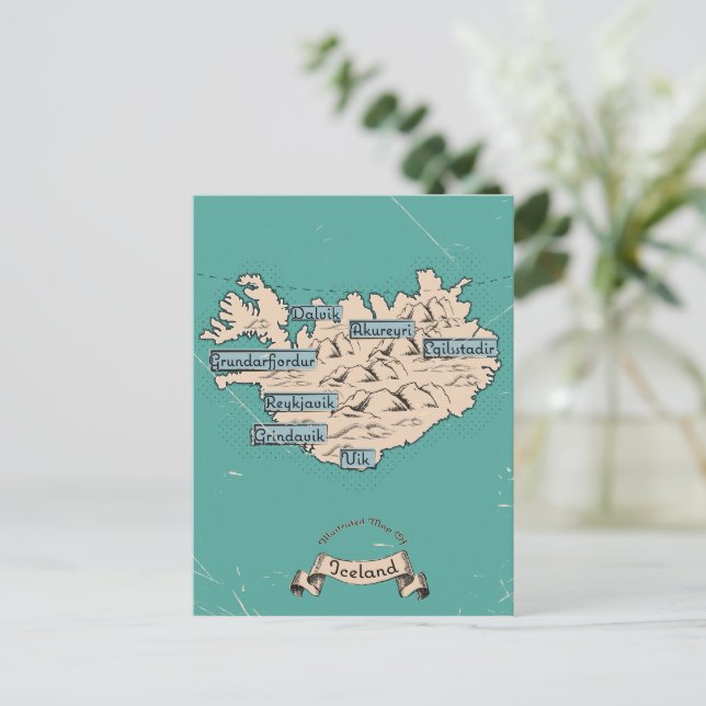 Carte de voyage illustrée Islande (Debout devant)
