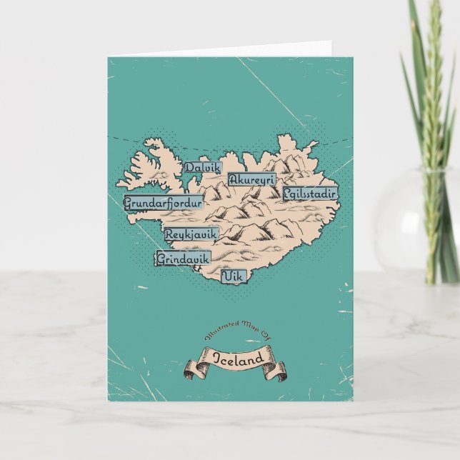 Carte de voyage illustrée Islande (Devant)