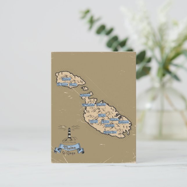 Carte de voyage illustrée Malte (Debout devant)