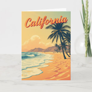 Carte de voyage vintage Retro California Beach