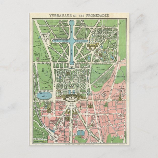 Carte de voyage vintage Versailles Carte (Devant)