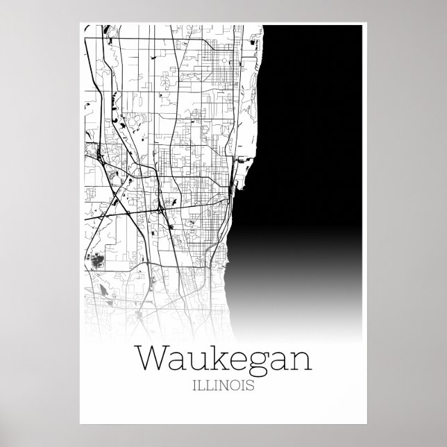 Carte de Waukegan - Illinois - Poster de carte de  (Devant)