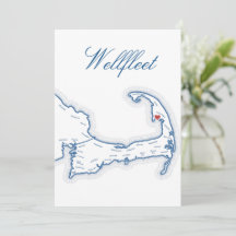 Carte de Wellfleet pour table de mariage sur Cape 