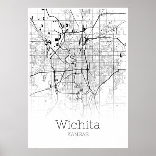Carte de Wichita - affiche de carte de Kansas City