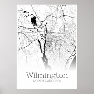 Carte de Wilmington - Caroline du Nord - Poster de