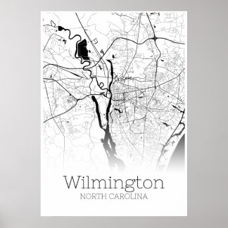 Carte de Wilmington - Caroline du Nord - Poster de