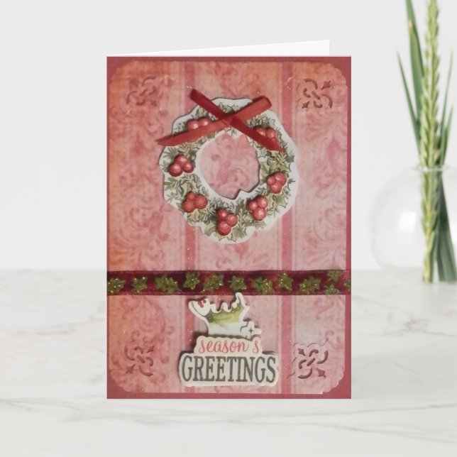 CARTE de Yule de vacances Joyeuses Fêtes de fait (Devant)