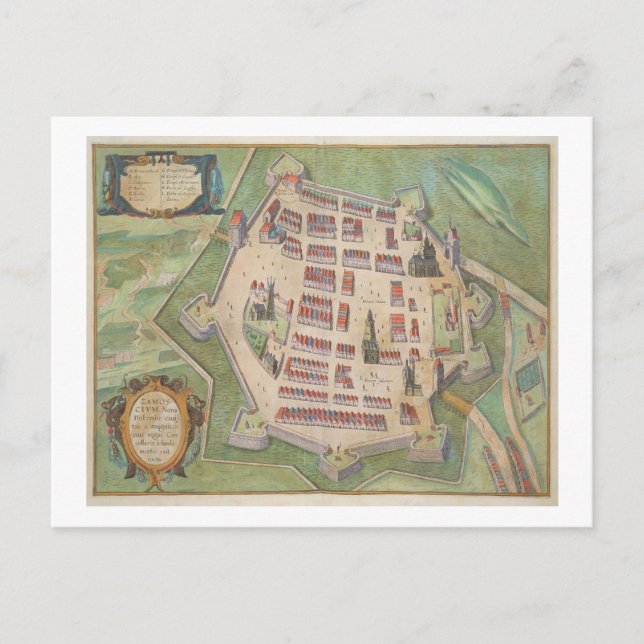 Carte de Zamosc, de Civitates Orbis Terrarum par (Devant)