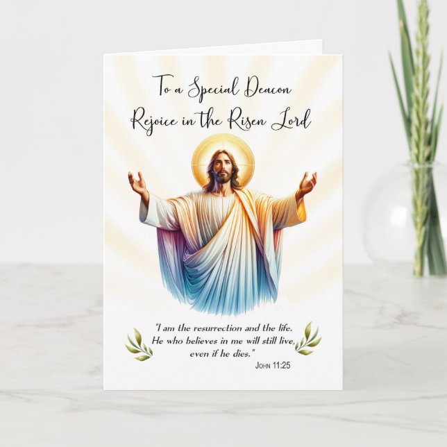 Carte Deacon Pâques Jésus est ressuscité Réjouissez Écri (Devant)