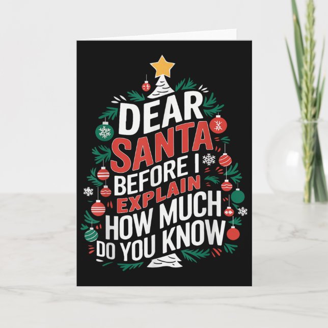 Carte Dear Santa I Can Explain Funny Christmas Pjs Tree  (Devant)