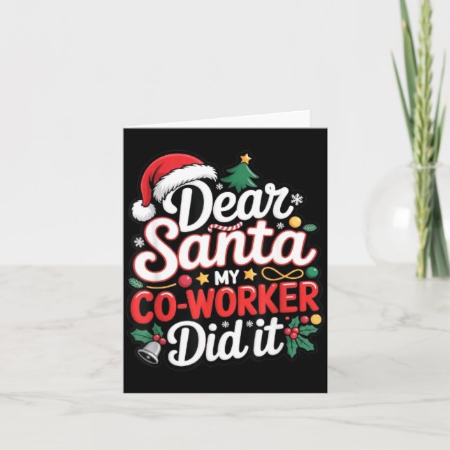 Carte Dear Santa My Co-worker Did It Funny Christmas Cow (Devant)