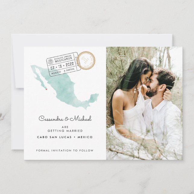 Carte d'eau du Mexique | Cabo | Mariage de destina (Devant)