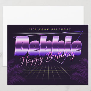 Carte Debbie Name Prénom lila retro