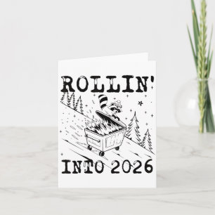 Carte Début 2026 Feu de Poubelle de Raton Laveur Drôle N