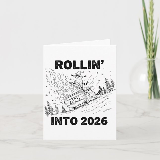 Carte Débuter 2026, fête du Nouvel An feu de poubelle am (Devant)