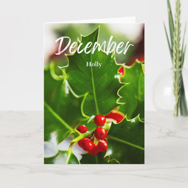 Carte Décembre Red Holly Fleur Mois de naissance (Devant)