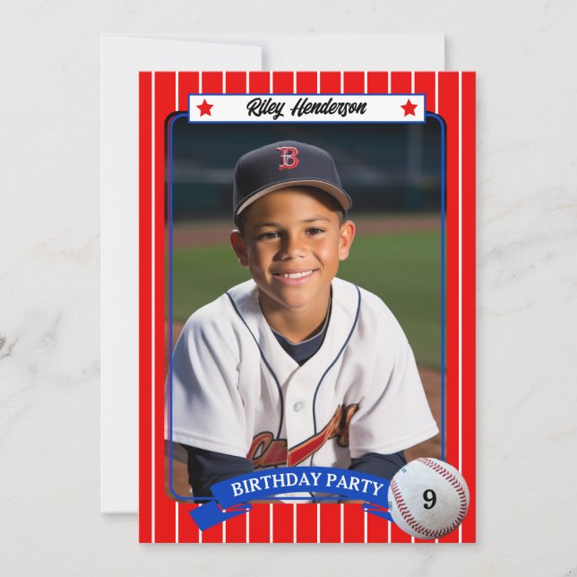 Carte d'échange de baseball Anniversaire Fête Invi (Devant)