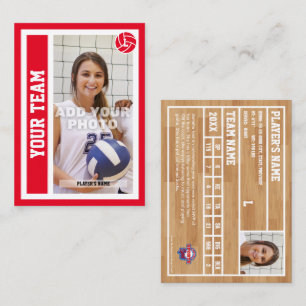 Carte d'échange de volleyball personnalisée (rouge