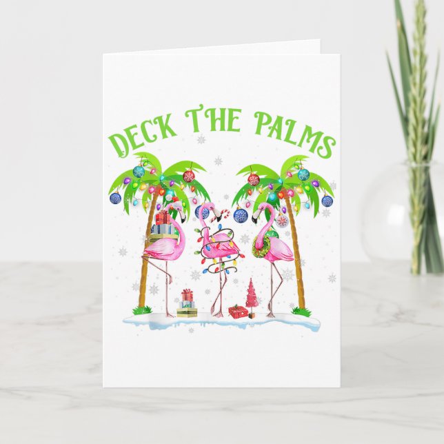 Carte Deck The Palms Flamingo Tropical Christmas Lights  (Devant)