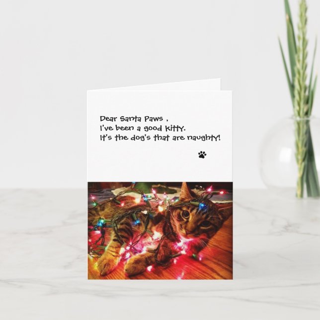 Carte d'éclairage de Noël - Chers Père Noël Paws (Devant)
