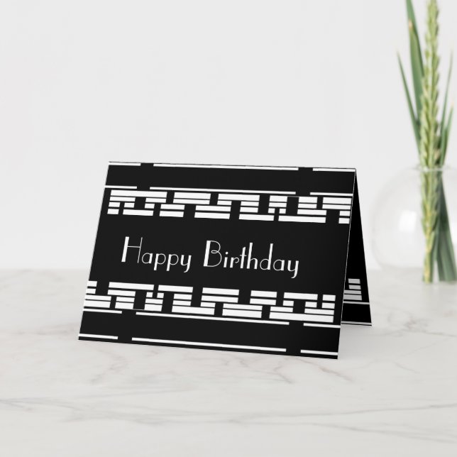 Carte Déco Noir Blanc Anniversaire Homme (Devant)
