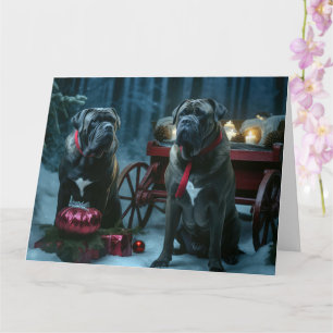 Carte Décor de Noël Cane Corso Snowy Sleigh