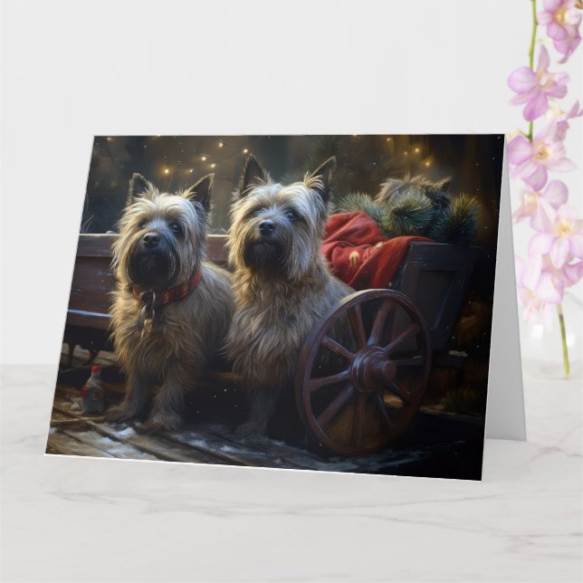 Carte Décor de Noël de Cairn Terrier Snowy Sleigh (Orchidée)
