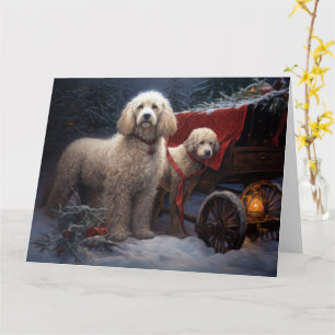 Carte Décor de Noël de caniche Snowy