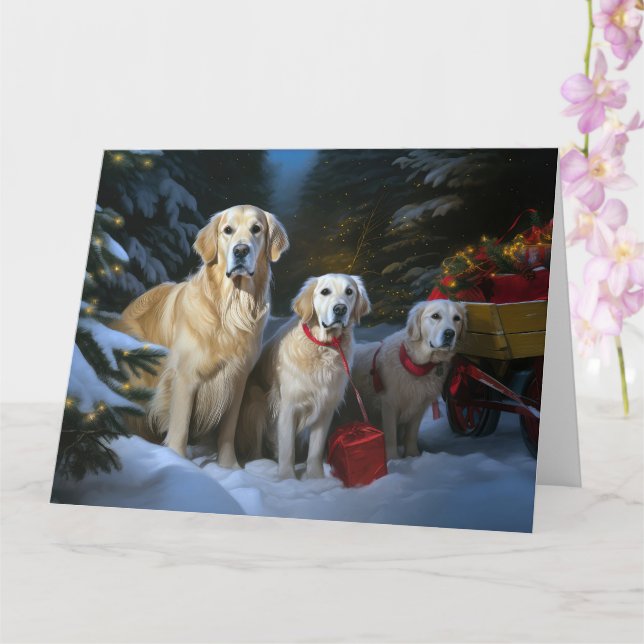 Carte Décor de Noël pour retrieur d'or (Orchidée)