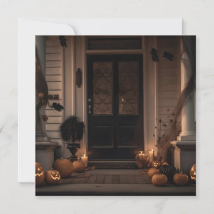 Carte Décor de porche d'Halloween éffrayant avec Jack-o-