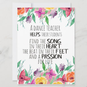 Carte Décor de professeur de danse Ballet Coach Apprécia