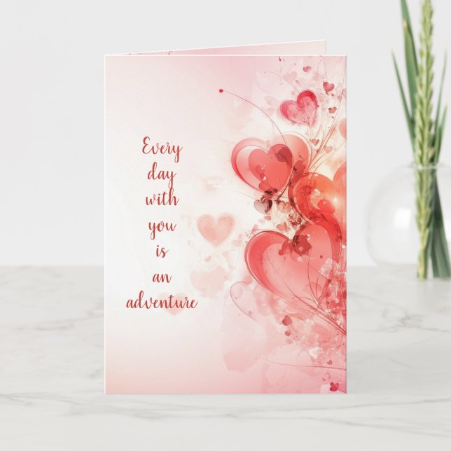 Carte Décoration Coeurs Beaux I Jour des Valentines Rose (Devant)