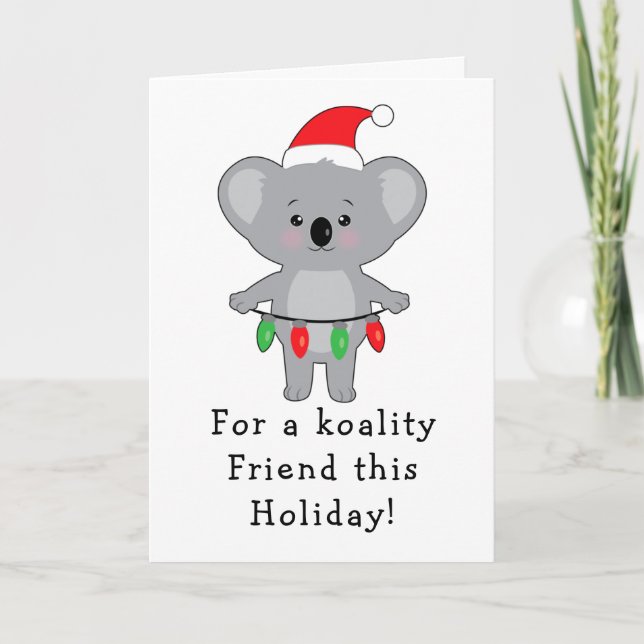Carte Décoration de l'ours Koala pour l'ami de Noël (Devant)