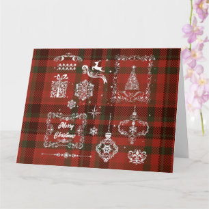 Carte Décoration de Noël À damiers sans couture Rouge-Bl