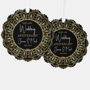 Carte Décorative 50e anniversaire de Mariage Black & Gold Frame