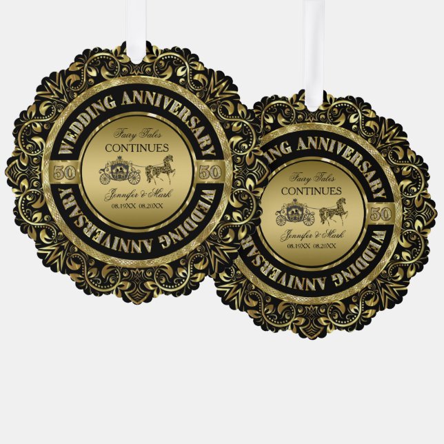 Carte Décorative 50e anniversaire Mariage-Mariage Horse & Carriage (Recto/Verso)