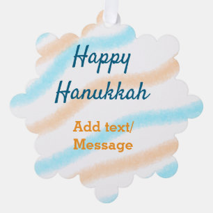 Carte Décorative Aqua orange happy Hanoukka ajouter un nom message