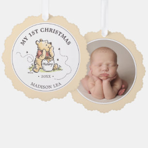 Carte Décorative Aquarelle Winnie l'Ourson Baby's First Christmas