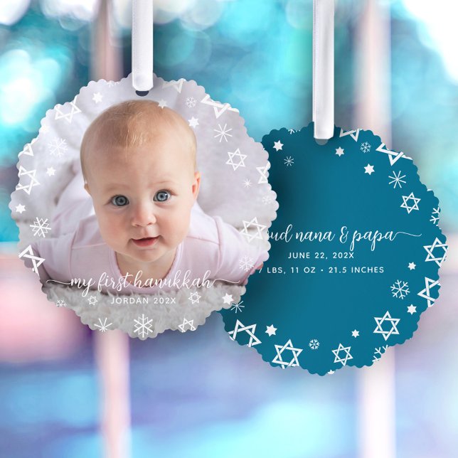 Carte Décorative Baby First Hanoukka Photo Flakes Grand-parents (Créateur téléchargé)