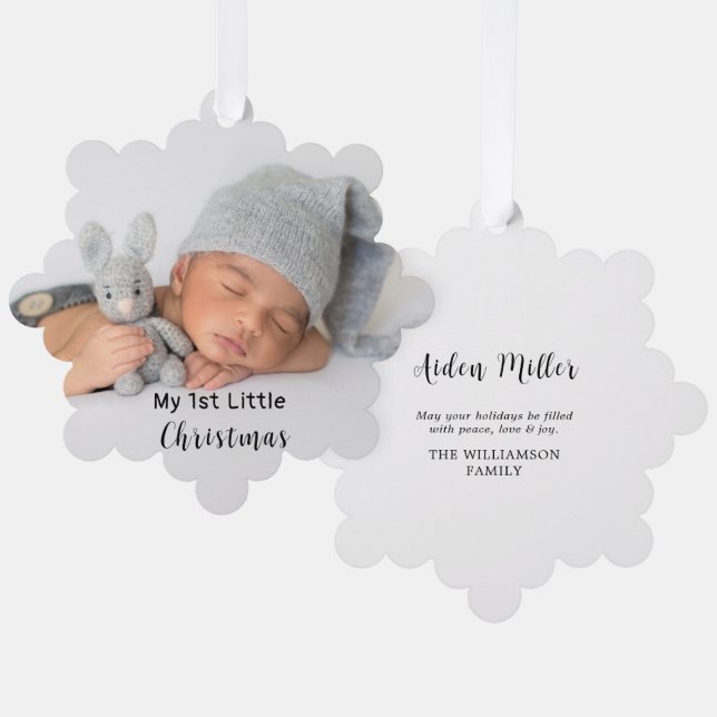 Carte Décorative Baby First Little Christmas Photo (Recto/Verso)