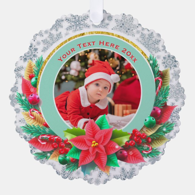 Carte Décorative Baby's First Christmas Custom Name Photo Keepsake (Recto)