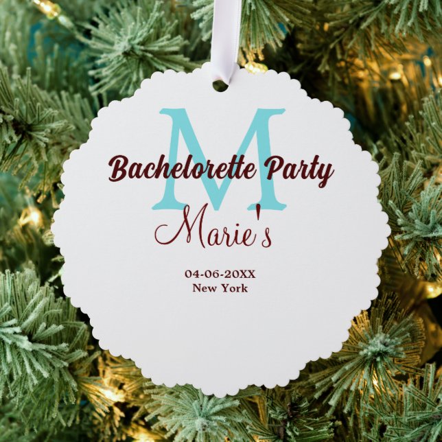 Carte Décorative bachelorette parti monogramme ajouter nom date pla (Insitu (Arbre))