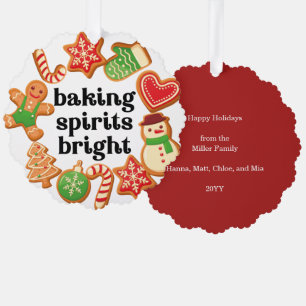 Carte Décorative Baking Spirits Bright Christmas Cookie Tags cadeau
