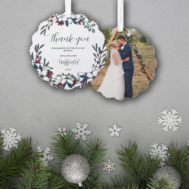 Carte Décorative Beau Noël Florals Mariage Merci (Créateur téléchargé)