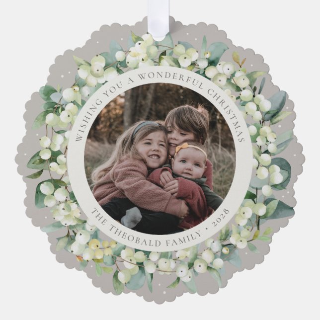 Carte Décorative Beige Snowberry+Eucalyptus Christmas Wreath Photo  (Recto)