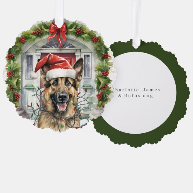 Carte Décorative Berger allemand à Santa Hat Fête Noël (Recto/Verso)