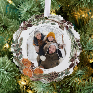 Carte Décorative Boho Joyeux Noël Citrus d'hiver Photo couronne