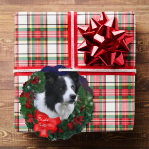 Carte Décorative Bordure Collie Noël Salutations