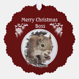 Carte Décorative Boss de Noël, Du bouquet de noix - Écureuil